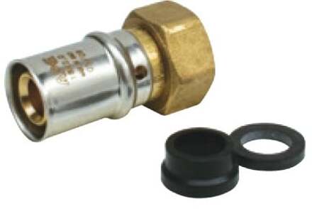 Messing overgangsfitting, blank, 3/4" Euroconus voor 16 mm, persfitting voor meerlagenbuis - 988730155