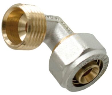 Messing overgangshoek 90°, vernikkeld, 16 mm x 3/4"ET, klemkoppeling voor meerlagenbuis - 988907255