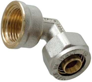 Messing overgangshoek 90°, vernikkeld, 16 mm x 3/4"IT, klemkoppeling voor meerlagenbuis - 988908255