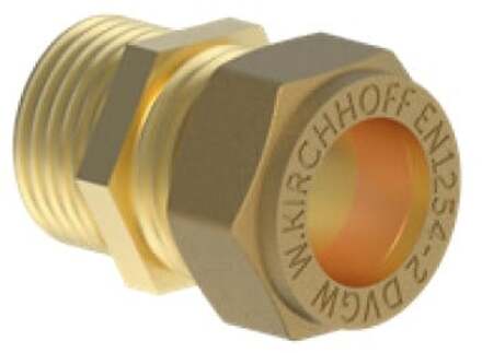 Messing overgangsstuk, blank, 18 mm x 1/2"ET, klemkoppeling voor koperen buis - 989457617