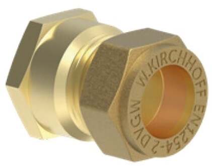 Messing overgangsstuk, blank, 18 mm x 1/2"IT, klemkoppeling voor koperen buis - 989456317