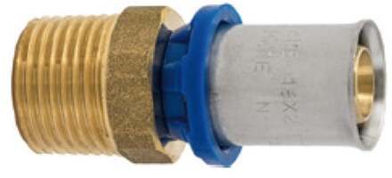 Messing overgangsstuk, blank, 26 mm x 1"ET, persfitting voor meerlagenbuis - 988712655