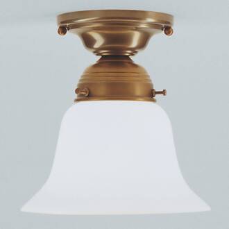 Messing plafondlamp Alena met glazen kap messing, wit