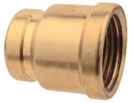 Messing reducerende dubbele contactdoos, blank, 3/4"IT x 1/2"IT - 989372355