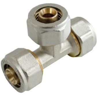 Messing T-stuk, vernikkeld, 20 mm, klemkoppeling voor meerlagenbuis - 988911255