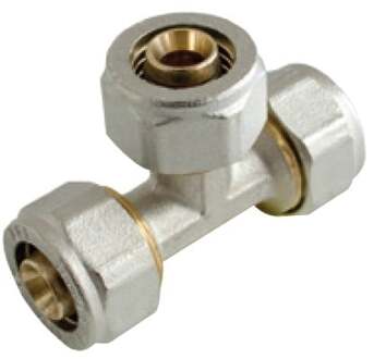 Messing T-stuk, vernikkeld, 26 mm, klemkoppeling voor meerlagenbuis - 988911355