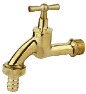 Messing uitlaatventiel met T-greep, blank gepolijst, 1/2"ET x 3/4"ET x 1/2"mondstuk - 986180348