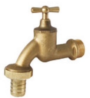 Messing uitlaatventiel met T-greep, blinde mat, 3/4"ET x 1"ET x 3/4" mondstuk - 986181355