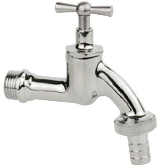 Messing uitlaatventiel met T-greep, chroom, 1/2"ET x 3/4"ET x 1/2"mondstuk - 98619018