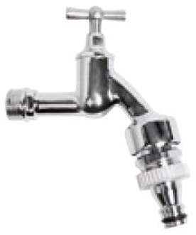 Messing uitlaatventiel met T-greep, chroom, 1/2"ET x Gardena Click, met buisbeluchter en terugslagklep - 986192155