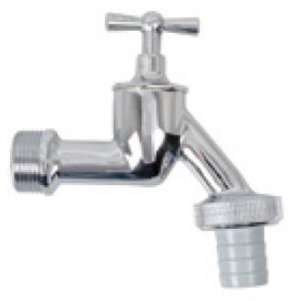 Messing uitlaatventiel met T-greep, chroom, 3/4"ET x 1"ET x 3/4" mondstuk - 98618418