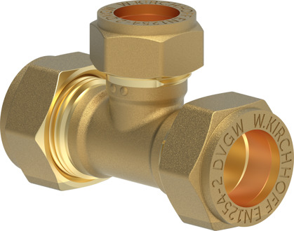 Messing verloopstuk, blank, 18 mm x 15 mm x 18 mm, klemkoppeling voor koperen buis - 989453517