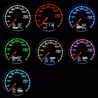 Met 7 Kleuren Voor 60 Mm Serie Gauge Water Temp * Volt * Olie Temp * Olie Druk * Rpm * Vacuüm * Turbo Boost * Ext * Brandstof Druk Temp Gauge Fuel press temp