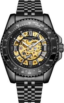 Met de hand gemonteerd, beperkt verkrijgbaar, automatisch Tachymeter Sports Black-horloge van Anthony James Zwart - One Size