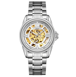 Met de hand gemonteerd, beperkt verkrijgbaar Skeleton Steel-herenhorloge van Anthony James Zilver - One Size
