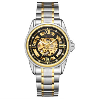 Met de hand gemonteerd, beperkt verkrijgbaar Skeleton Two Tone Gold & Steel-herenhorloge van Anthony James Zilver - One Size