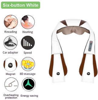 (Met Gratis )Ogamacrius Manget Massage Sjaals Nek Schouder Elektrische Gezonde Kneaking Full Body Shiatsu Massager wit