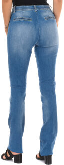 Met Lange denim broek gedragen effect met elastische stof 70DBF0248 vrouw Blauw
