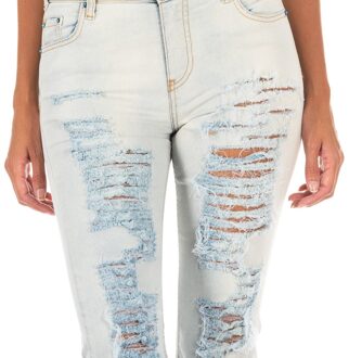 Met Lange denim broek met rechte zoom gesneden 10DB50255 vrouw Blauw - 24 (Taille)