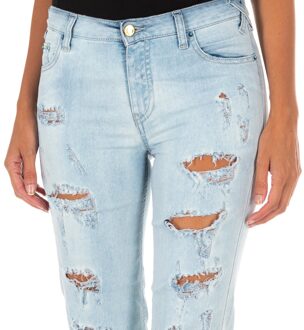 Met Lange denim broek met rechte zoom gesneden 10DB50255 vrouw Blauw - 26 (Taille)