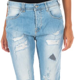 Met Lange denim broek met rechte zoom gesneden 10DBF0667 vrouw Blauw - 27 (Taille)