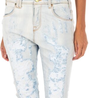 Met Lange denim broek met rechte zoom gesneden 10DBF0667 vrouw Blauw