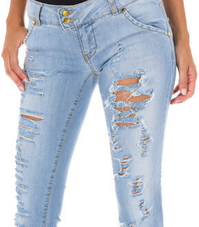 Met Lange denim broek versleten en gescheurd effect 10DBF0094 vrouw - maat Blauw