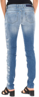 Met Lange denim broek versleten en gescheurd effect 10DBF0598 vrouw Blauw - 28 (Taille)