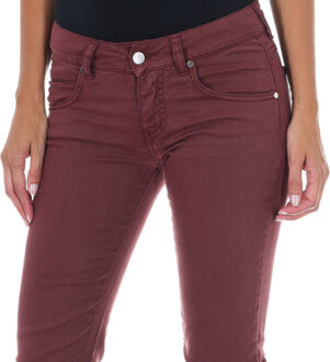Met Lange jeansbroek met smal gesneden zomen 10DBF0475-B088 vrouw Bourgogne - 24 (Taille)
