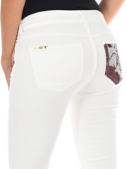 Met Lange jeansbroek met smal gesneden zomen 10DBF0475-B088 vrouw Wit - 25 (Taille)