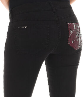 Met Lange jeansbroek met smal gesneden zomen 10DBF0475-B088 vrouw Zwart - 27 (Taille)