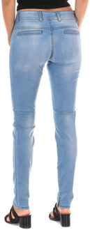 Met Lange spijkerbroek met versleten effect van elastische stof 70DBF0518 vrouw Blauw