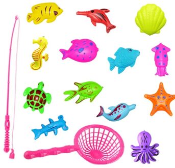 Met Opblaasbare Zwembad Magnetische Vissen Speelgoed Staaf Netto Set Voor Kids Kind Model Spelen Vissen Games Outdoor Speelgoed 15stk