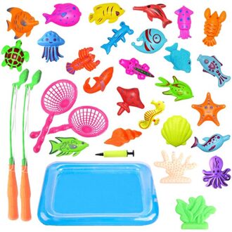 Met Opblaasbare Zwembad Magnetische Vissen Speelgoed Staaf Netto Set Voor Kids Kind Model Spelen Vissen Games Outdoor Speelgoed 30stk met Pool