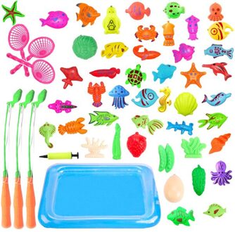 Met Opblaasbare Zwembad Magnetische Vissen Speelgoed Staaf Netto Set Voor Kids Kind Model Spelen Vissen Games Outdoor Speelgoed 52stk met Pool