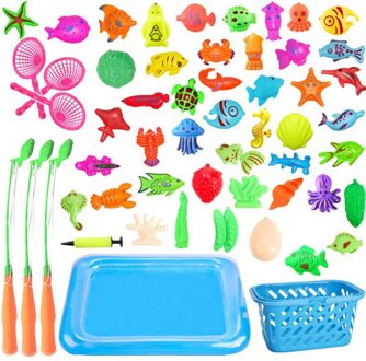Met Opblaasbare Zwembad Magnetische Vissen Speelgoed Staaf Netto Set Voor Kids Kind Model Spelen Vissen Games Outdoor Speelgoed 52stk Pool Basket