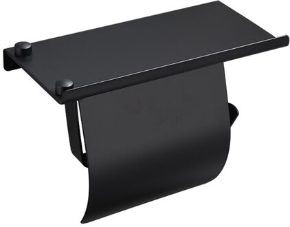 Met Plank Roestvrij Organizer Toiletrolhouder Zwart Accessoires Splash-Proof Baffle Wandmontage Home Keuken