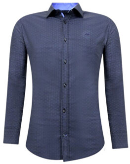 Met print slim fit Zwart - XXL