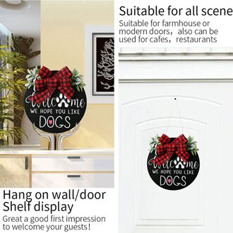 Met Strik Welkom Krans Teken Housewarming Veranda Home Decor Voor Boerderij Opknoping Hout Ronde Rustieke rood zwart