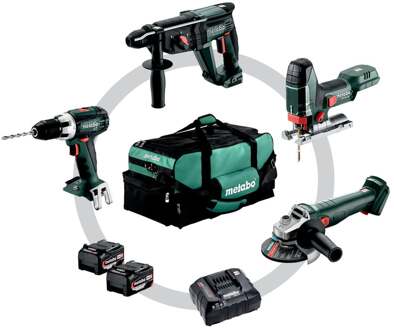 Metabo Accu-comboset 4.1.4 | 18V | Incl. Accu's en lader | Incl. gereedschapstas - 685232000