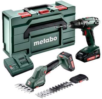 Metabo Combo Set BS 18 accuboormachine en SGS 18 LTX Q buxus- en grasschaar, 18 Volt, 2X2AH Li-Ion - 685186000