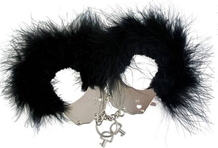 Metal and Feather Handcuffs - Zwart