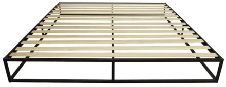 Metal Bed Frame Simple Basic Iron Bed King Size Black Strong Construction Solid Wood Support Easy to Assemble Stylish and Modern