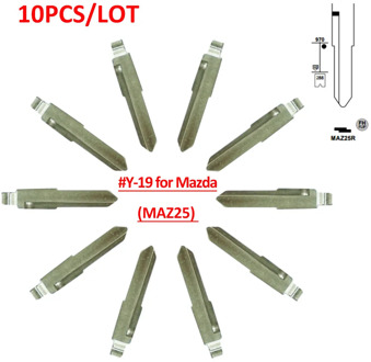 Metal Blank Uncut Flip Remote Key Blade Type 19# for Mazda 10pcs/lot