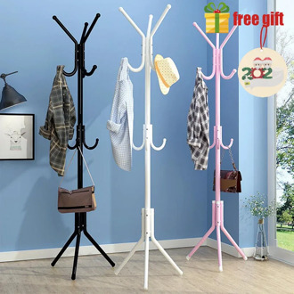 Metal Hangers Hat Coat Display Floor Standing Rack 6 Hooks Clothes Hanger Bedroom Clothing Organizer Clothes Rack