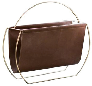 Metal Leather azine Newspaper Rack Handle Rack Sundries Organizer Book Storage Shelf for Home Living Room