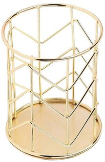 Metal Mesh Pen Holder Organizer Cosmetic Organizer Makeup Brush Storage Box Jar Desk Organizer Pencil Bucket Container Box gouden