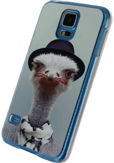 Metal Plate Aluminium Backcover voor de Samsung Galaxy S5 / S5 Plus / S5 Neo - Funny Ostrich