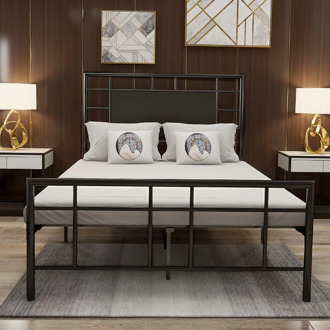 Metal Platform Bed Frame / Sturdy Strong Steel Noise Free / None Slip Mattress Foundation Full Size Bed Black