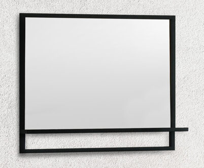 Metal zwarte spiegel met planchet 100x70cm